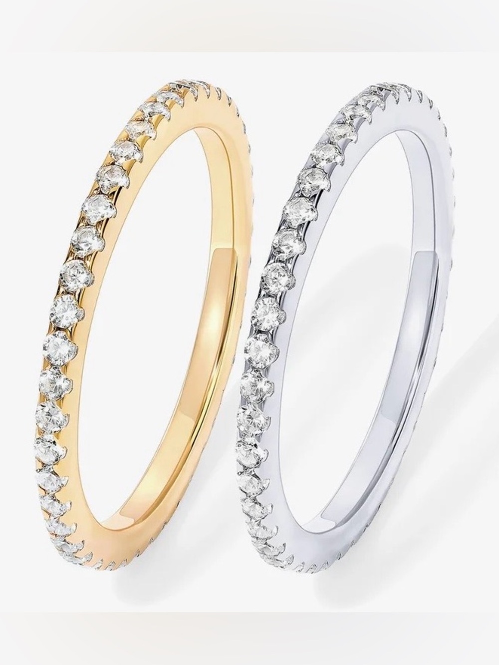 PAVOI Tri-Color Stackable Mila Eternity Ring Set- Size 5